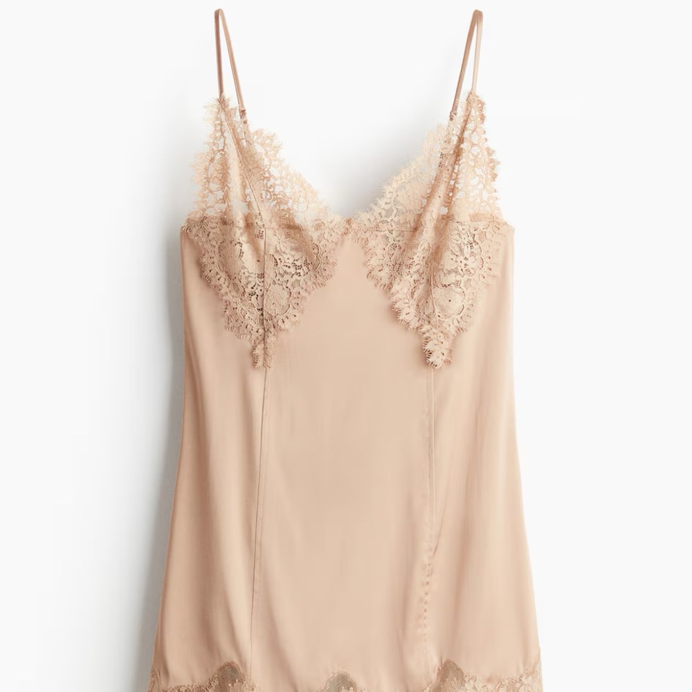 H&M Light Beige Lace Satin Dress